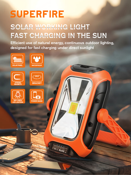 SUPERFIRE Rechargeable Solar Magnetic Work Light(Free Shipping)
