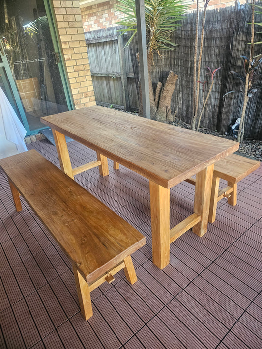 Handmade Elm Bench Dining Set 1.6m-Preorder