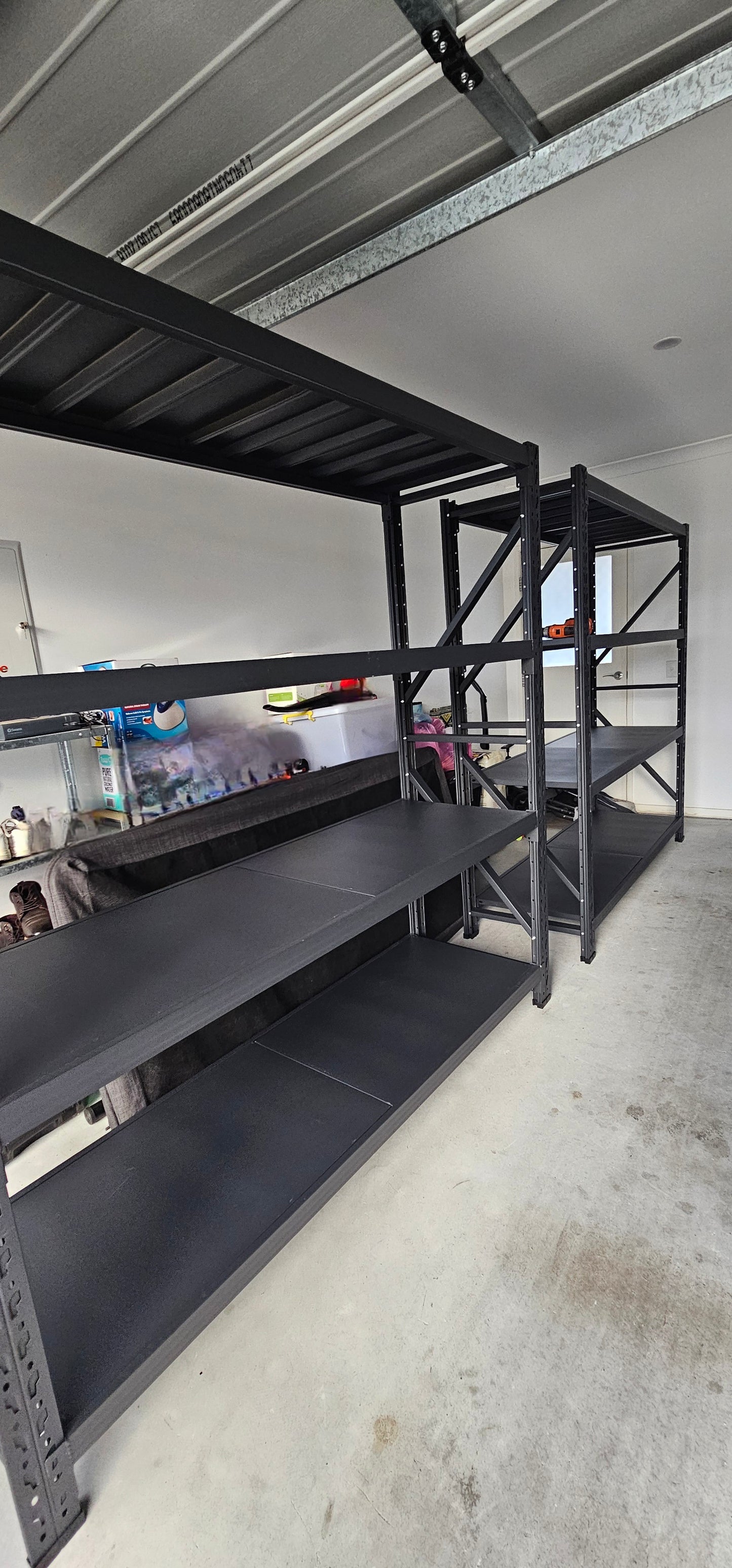Heavy duty garage shelving L2mxD0.6xH2.4m Backorder