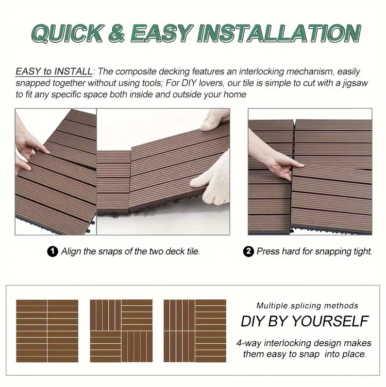 Composite Decking Tiles (Grey)