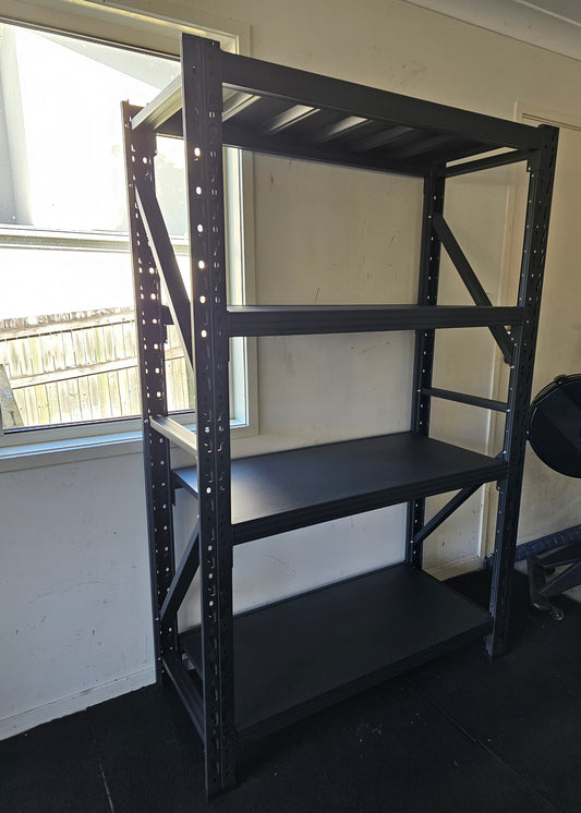 Medium duty garage shelving L1.2mxD0.5xH1.85m (BLACK)