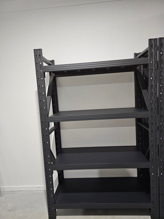 Medium duty garage shelving L1.2mxD0.5xH1.85m (BLACK)