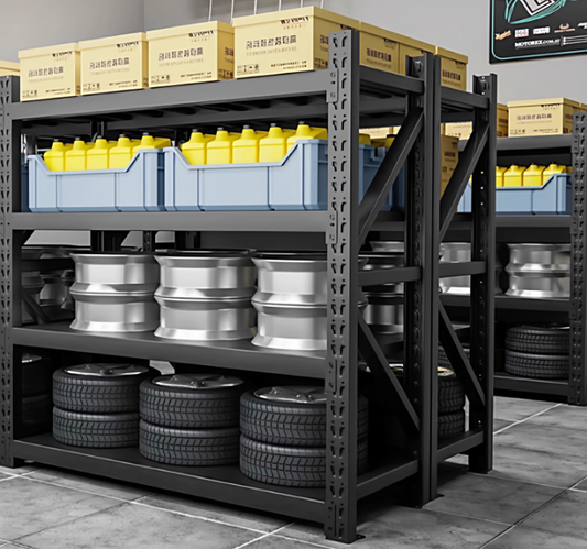 Heavy duty garage shelving L1.5mxD0.6xH2m