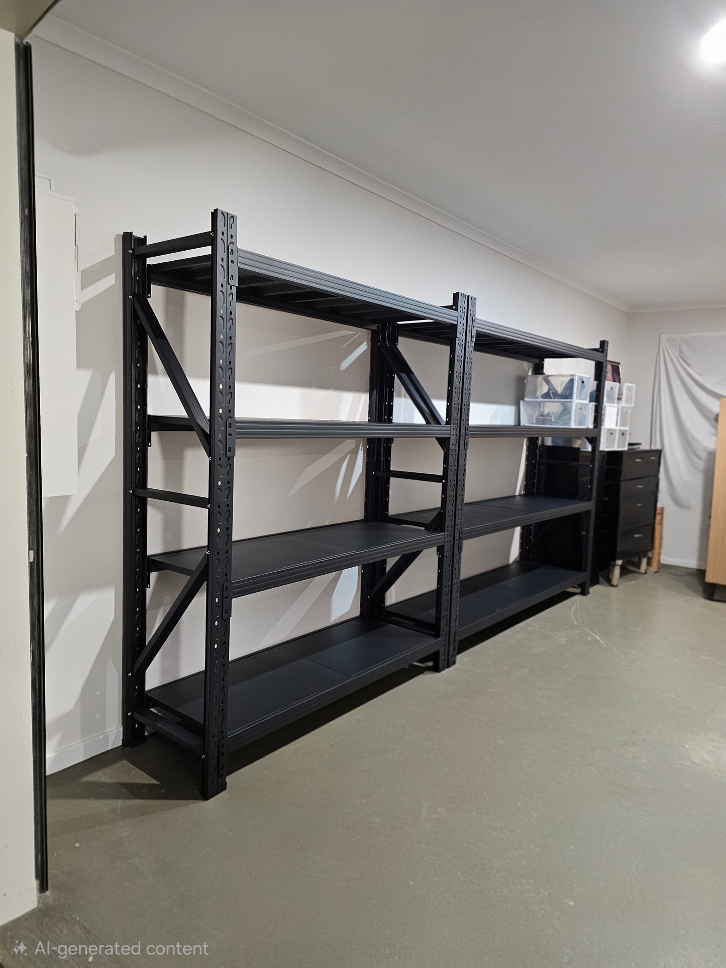 Medium duty garage shelving L1.2mxD0.5xH1.8m (BLACK)