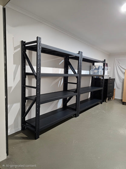 Medium duty garage shelving L1.2mxD0.5xH1.8m (BLACK)