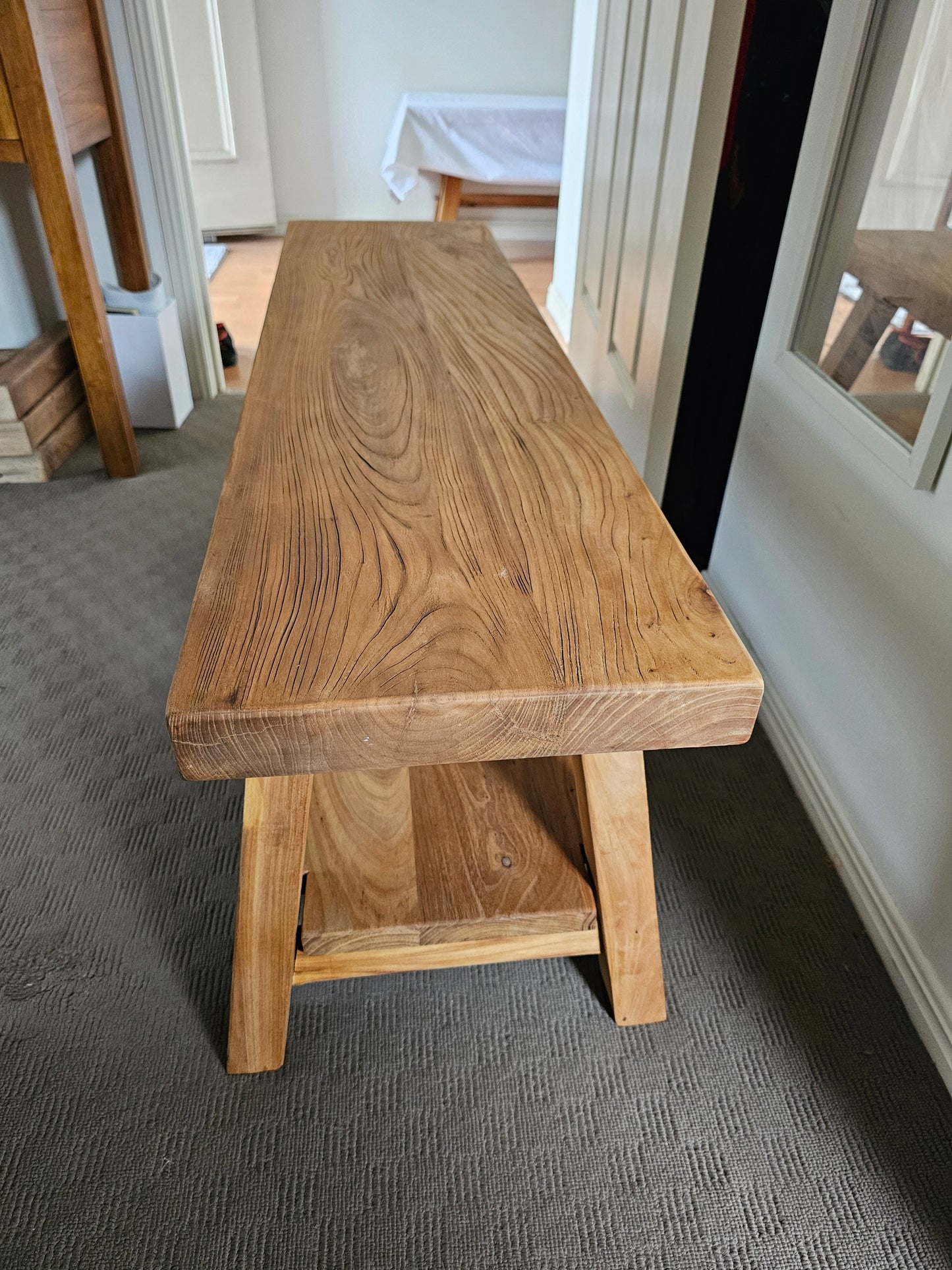 Handmade solid Elm 2-Tier bench seat 1.2m