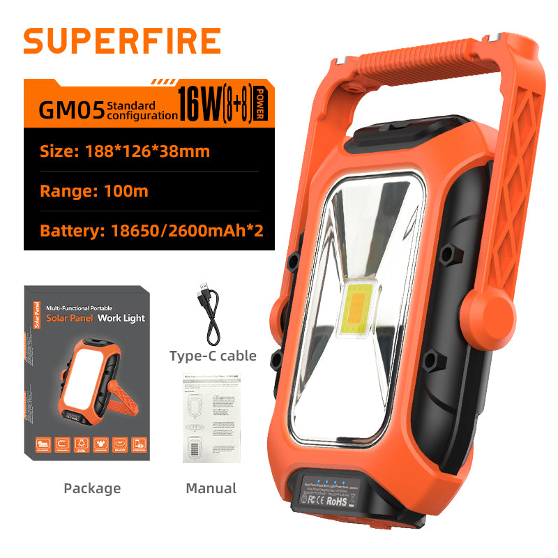 SUPERFIRE Rechargeable Solar Magnetic Work Light(Free Shipping)