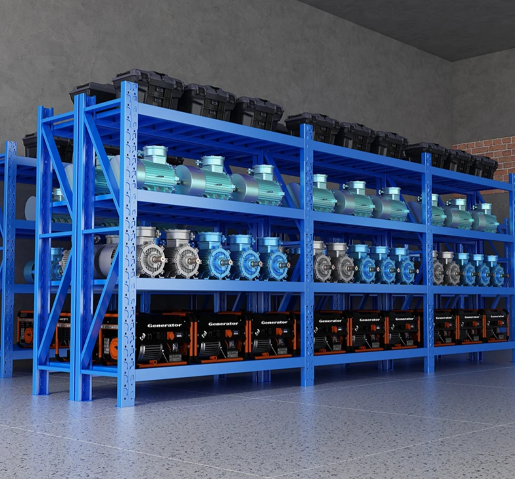 Heavy duty garage shelving L2mxD0.6xH2m (BLUE)