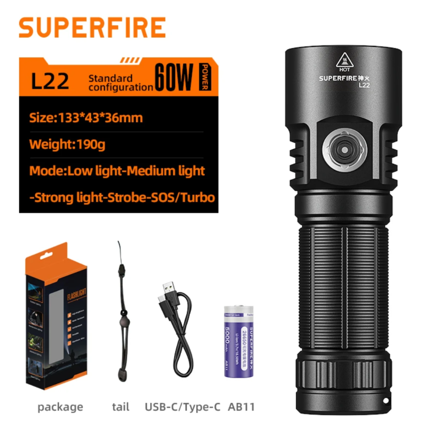 SUPERFIRE High Lumnes Powerful Flashlight(Free Shipping)