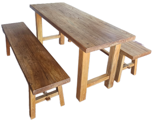 Handmade Elm Bench Dining Set 1.6m