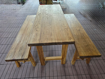 Handmade Elm Bench Dining Set 1.6m