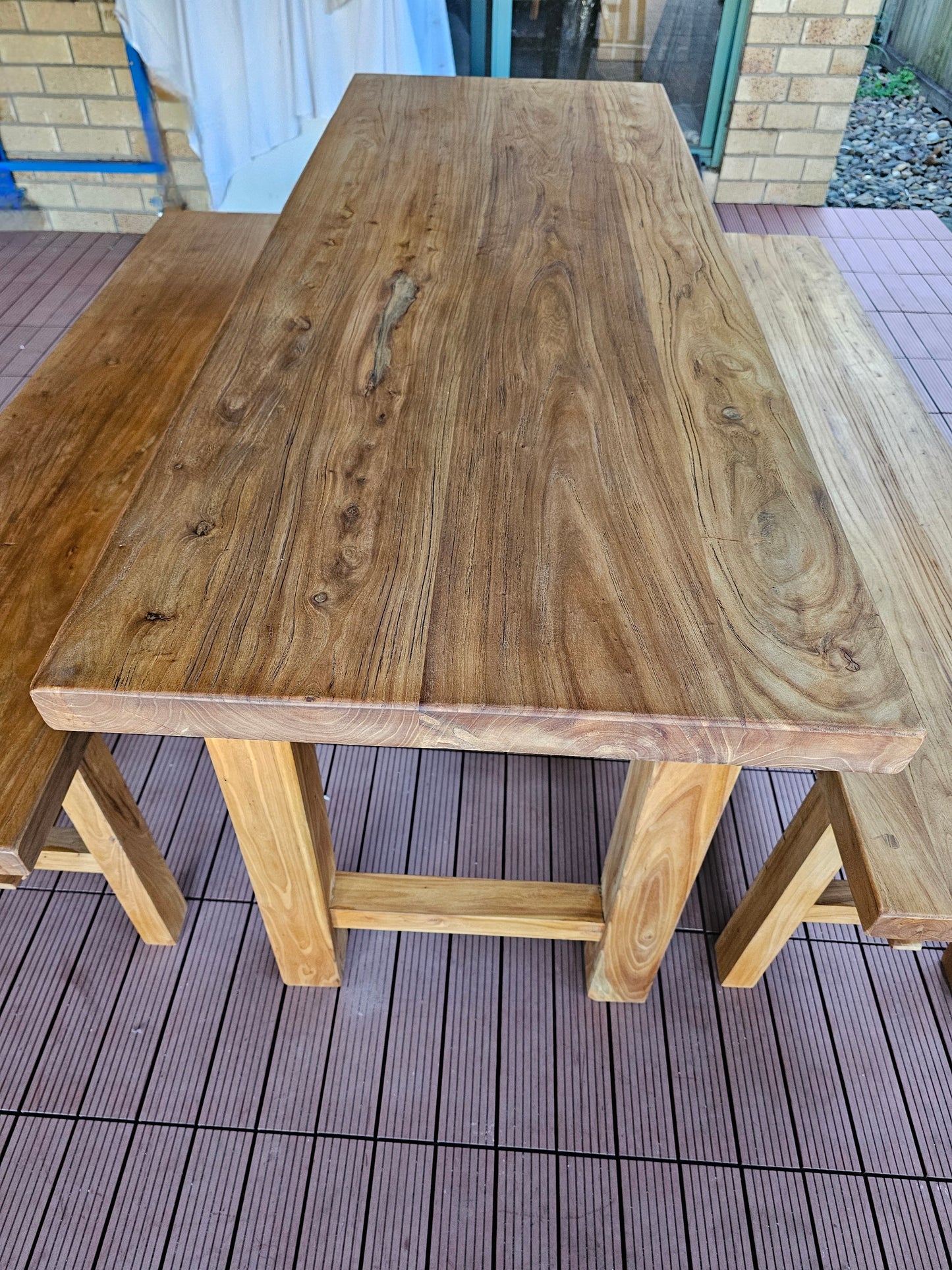 Handmade Elm Bench Dining Set 1.6m