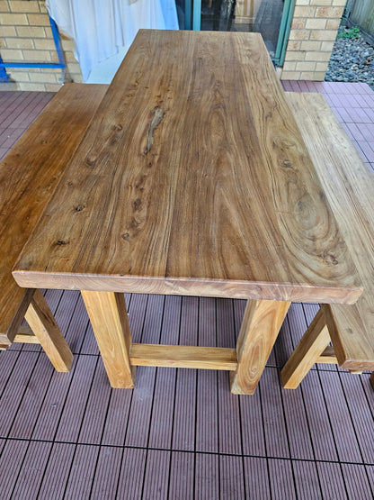 Handmade Elm Bench Dining Set 1.6m