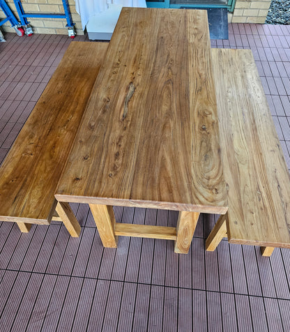 Handmade Elm Bench Dining Set 1.6m