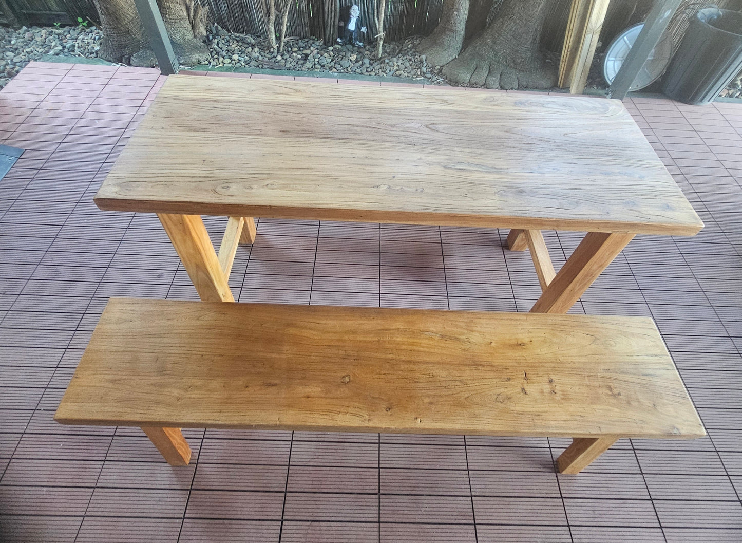 Handmade Elm Bench Dining Set 1.6m