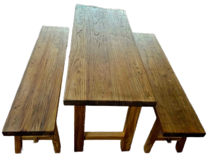 Handmade Elm Bench Dining Set 1.6m