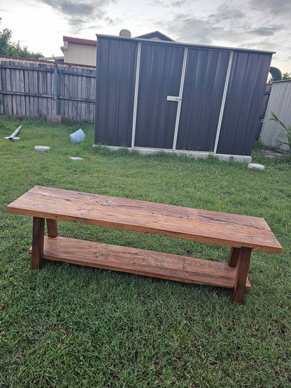 Handmade Reclaimed Elm Narrow Console 2-Tier bench 1.5m