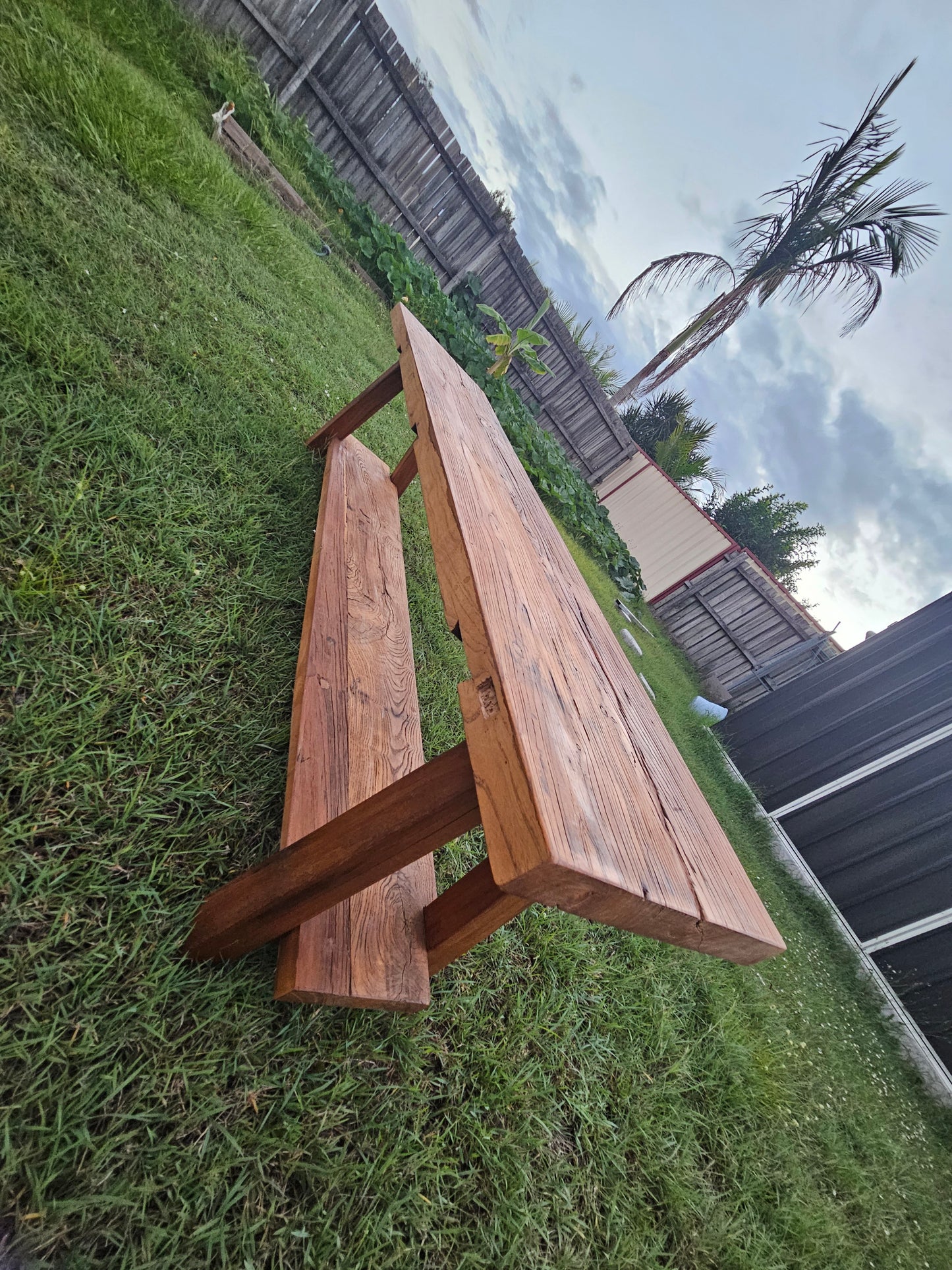 Handmade Reclaimed Elm Narrow Console 2-Tier bench 1.5m