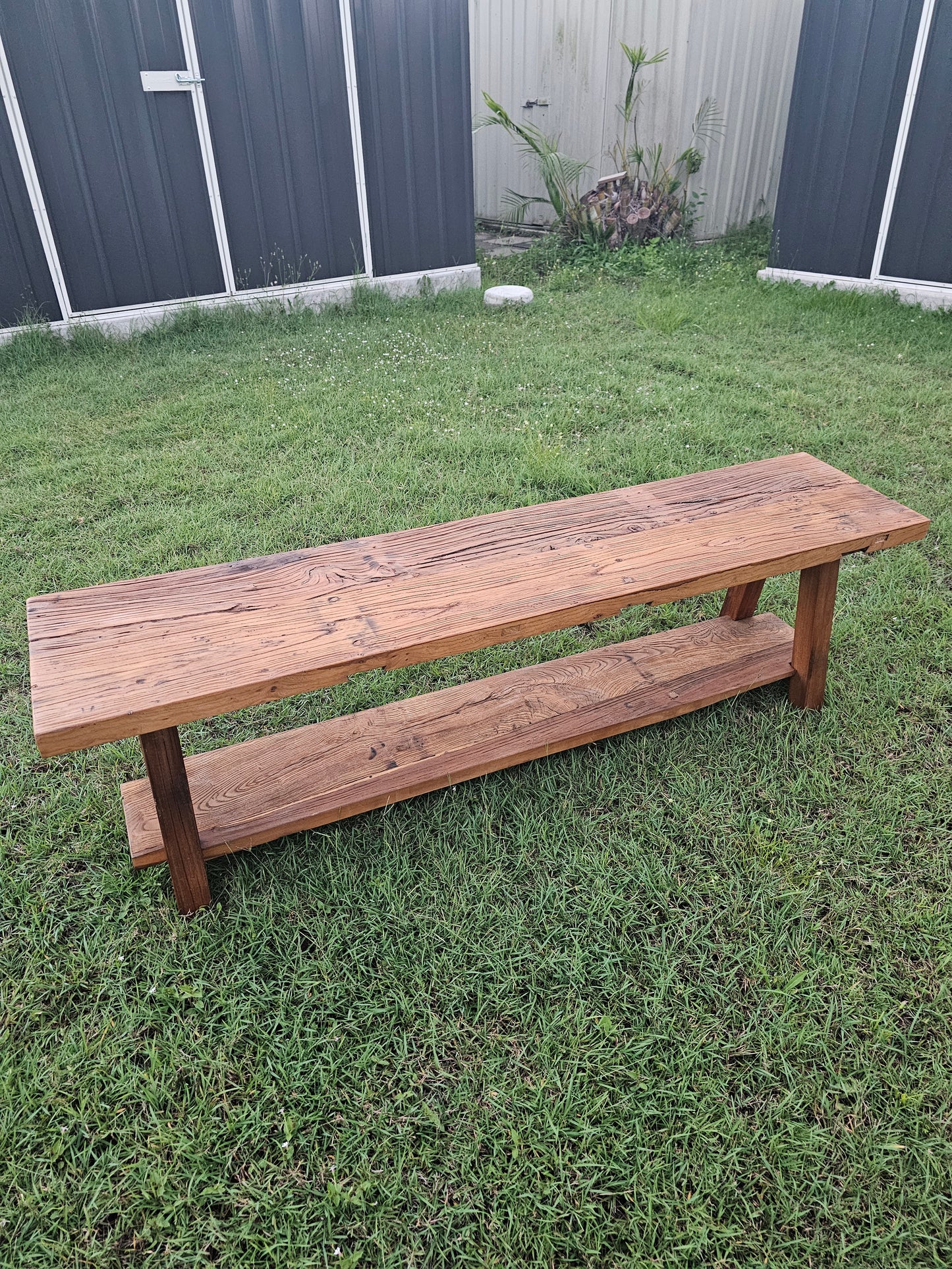 Handmade Reclaimed Elm Narrow Console 2-Tier bench 1.5m