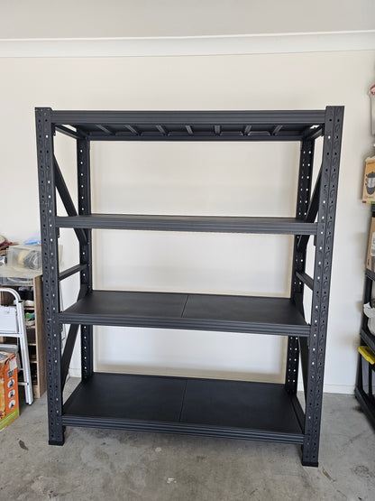 Heavy duty garage shelving L1.5mxD0.6xH2.4m