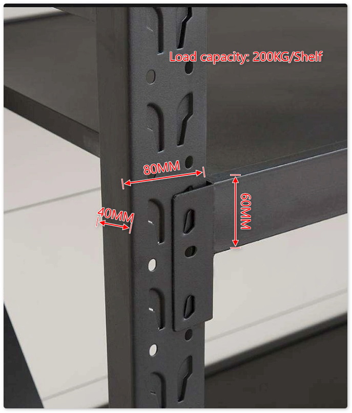 Garage shelving L2mxD0.5xH1.85m (BLACK)