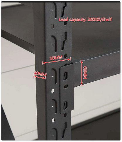 Garage shelving L2mxD0.5xH1.85m (BLACK)