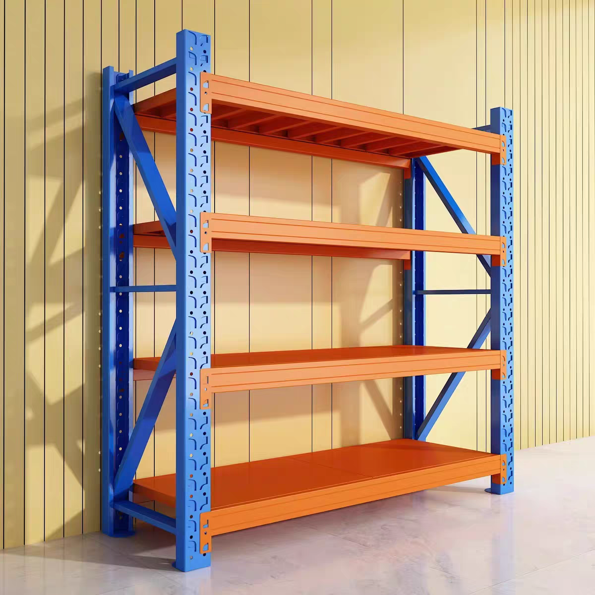 Heavy duty garage shelving L2mxD0.6xH2m (BLUE+ORANGE)