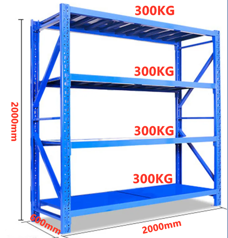 Heavy duty garage shelving L2mxD0.6xH2m (BLUE)