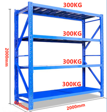 Heavy duty garage shelving L2mxD0.6xH2m (BLUE)