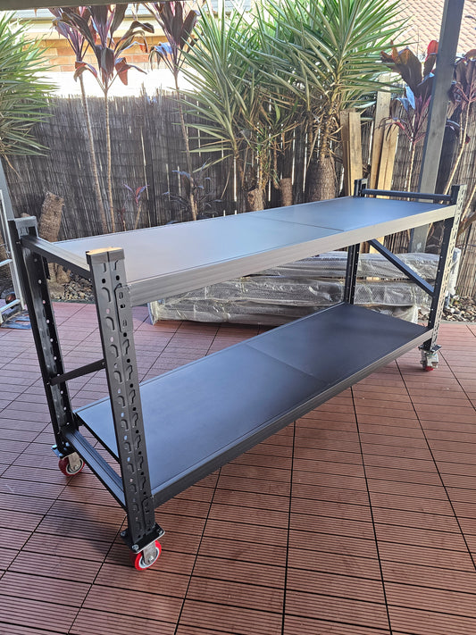 Workbench on wheels L2mxW0.6mxH1m(Black)