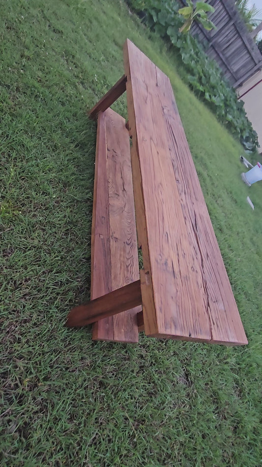 Handmade Reclaimed Elm Narrow Console 2-Tier bench 1.5m