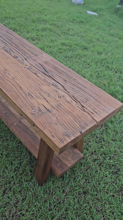 Handmade Reclaimed Elm Narrow Console 2-Tier bench 1.5m
