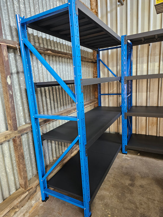 Heavy duty garage shelving L2mxD0.6xH2m (BLUE+BLACK)