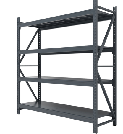 Heavy duty garage shelving L2mxD0.5xH1.8m (BLACK)