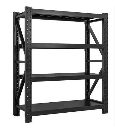 Heavy duty garage shelving L2mxD0.5xH1.8m (BLACK)