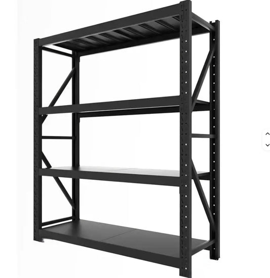 Heavy duty garage shelving L2mxD0.5xH1.8m (BLACK)