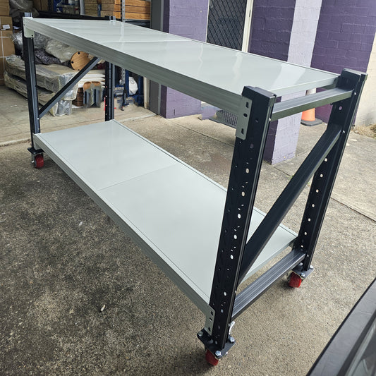 Workbench on wheels L1.8mxW0.6mxH1m(Blue+white)