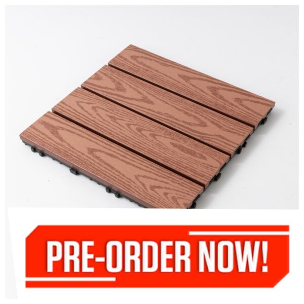 DIY Composite Patio Floor Decking Tiles Woodgrain Redwood