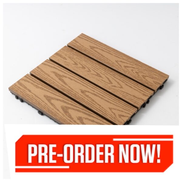 DIY Composite interlocking Floor Decking Tiles Woodgrain Teak