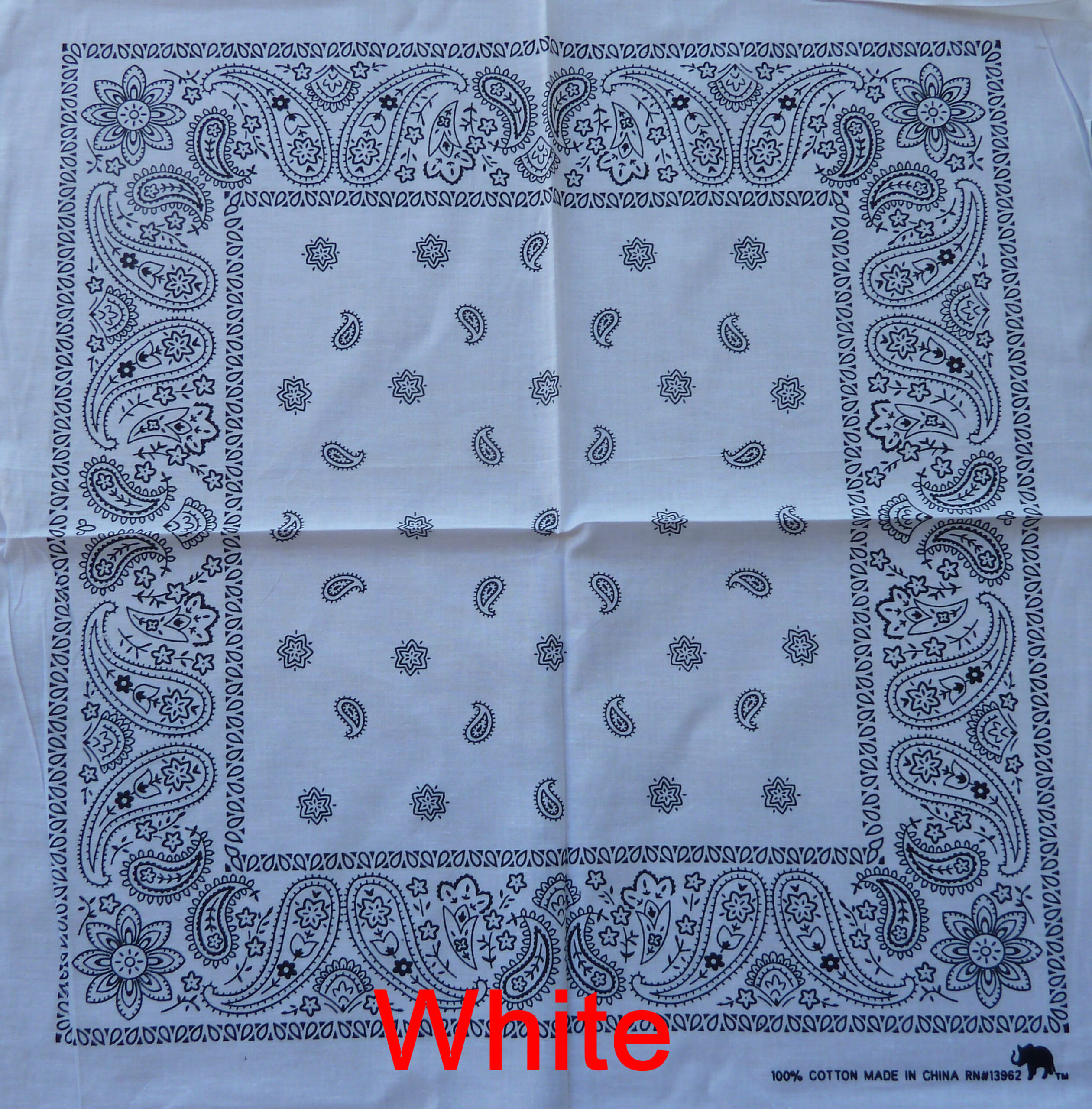 2x "White Paisley" Bandanas Free Postage